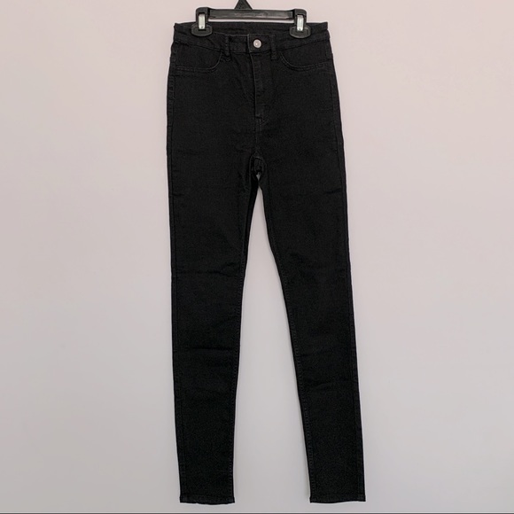 Modern Punk Grunge Biker Classic Basics Solid Skinny Fit Jeans in Black (US 6) - Picture 2 of 4